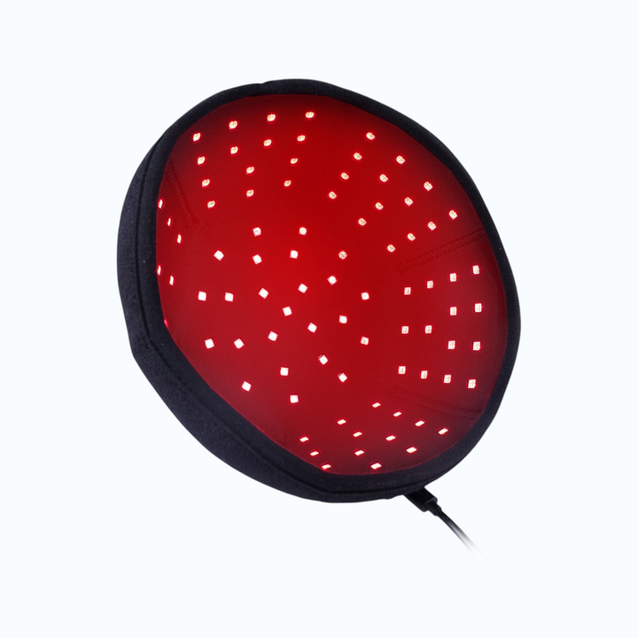 TheGromify infrared LED hair growth cap featuring 108 red light therapy diodes for scalp stimulation and hair health.