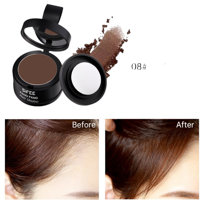 TheGromify waterproof hairline powder in shade 08 for concealing thinning hair with before and after results
